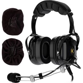 P1 General Aviation Headset for Pilots, and 100% Cotton, Washable, Double Knit, Cloth Ear Cover for Aviation