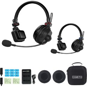 Came-TV Waero-PRO 1.9GHz Wireless Intercom Headset System Noise Cancellation A/B Group 1700ft(518m) Zero Latency Team Communication Headsets for Church Boating TV Film Production Drone (5 Kit)
