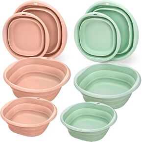 Cedilis Set of 4 Collapsible Wash Basin, 2.5L& 4.5L Foldable Washing Tub, Plastic Bottle Sink Basket, Portable Dish Tub Basin for Laundry, Camping, Trip, Travel
