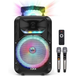 2023 Portable Karaoke Machine for Adults and Kids with 2 Wireless Microphones New 10" Subwoofer PA Machines Bluetooth 5.0 Karaoke Speaker System with DJ Light for Outdoor Party