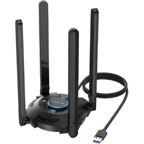 WAVLINK AX5400 USB WiFi Adapter for PC, WiFi 6 USB Adapter with Tri-Band 6GHz/2402Mbps, 5GHz/2402Mbps, 2.4GHz/573Mbps,4x5 dBi Antennas,OFDMA,WPA3, Only for Windows 11/10
