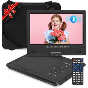 12.5" Portable DVD Player with Bluetooth, Car Headrest Video Players with 10.1" Swivel Screen, 5 Hours Rechargeable Battery, Car DVD Player for Kids Supports SD/USB/Sync TV, Regions Free