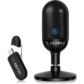 ALABS USB Wireless Cardioid Condenser Microphone for Podcast,Gaming and Home Office,100ft Signal Transmission Distance,Streaming Mic with LED Quick Mute Indicator and Noise Cancelling for PC,Mac