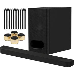 Sony BRAVIA Theater Bar 6 with 3.1.2 Amplifier Channels and Wireless Subwoofer Bundle - Dolby Atmos Soundbar System with Four Isolation Pads and Ten Hook and Loop Ties (17 Items)