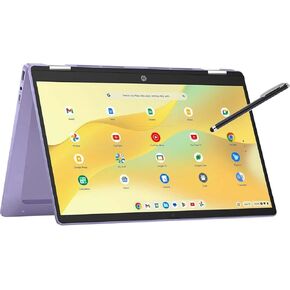 HP Convertible 2-in-1 Chromebook in Lavender 14" Touch HD Intel 4-Core up to 3.40GHz 4GB Ram 128GB Storage 4K Graphics Super-Fast WiFi Chrome OS Pen (14b - Renewed)