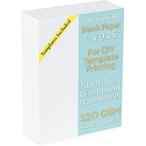 Blank 7 x 9.25 Inch Paper, 120 GSM, 200 Sheets, DIY Template Printing in Happy Planners, Classic Size Unpunched, Loose Leaf, White