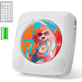 Gueray CD Player Portable Rechargeable: CD Players for Home Desktop Wall Portable CD Player with Bluetooth & Dual Speakers 1800mAh Boombox FM Radio USB Type-C MP3 Music Player