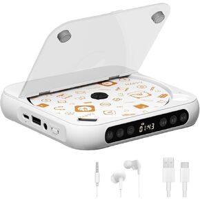 Portable CD Player, Personal CD Player with Bluetooth for Home, Rechargeable Small CD Player with Headphones,Built-in HiFi Speakers, Support CD/AUX/USB, Anti-Skip/Shockproof