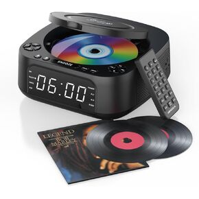 CD Player Portable,MONODEAL CD Players for Home,Desktop Portable CD Player with Bluetooth Speakers,Wireless Charging,Alarm Clock,SleepTimer,Supports CD/Bluetooth/FM Radio/USB Drive/AUX,Remote Control