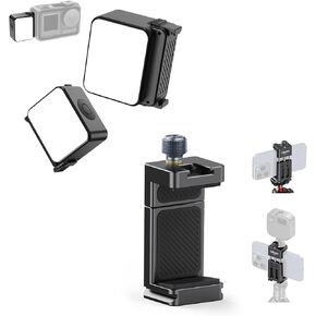 ULANZI LM18 Vlogging Light Mini LED Action Camera Video Light Photography for DJI Osmo 3/4/5, ULANZI MA33 Metal Phone Tripod Mount with Arca Port & 2 Cold Shoes for iPhone 15 pro/14/13/12/Samsung