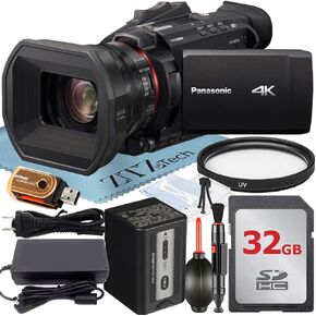 Panasonic HC-X1500 4K Professional Camcorder with WiFi + UV Filter + 32GB Memory Card Accesory Bundle, Black