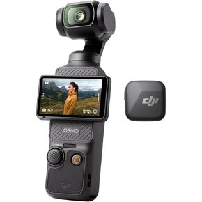 DJI Osmo Pocket 3 + Mic Mini Transmitter (Infinity Black), Vlogging Camera, Wireless Microphone, Detail-Rich Audio, OsmoAudio, Active Noise Cancelling, Automatic Limiting