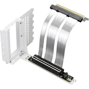 PCIe X16 GEN5 Riser Cable with GPU Vertical Mount Bracket PCIe 5.0 for Future RTX5090 (White Bracket)