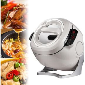 2000W Automatic Cooking Machine, 360° Rotating Drum Type Wok, 6L Auto Cooking Wok, 3D All-Round Heating, Intelligent Automatic Cooking Machine with Smart Touch for Stir Frying, Stewing
