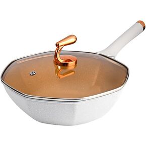 Octagonal Wok Medical Stone Non-stick Frying Pan Induction Cooker Gas Stove Cooking Pots Cooking(E)