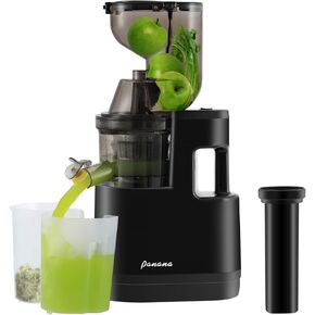 Panana Juicer Machine, 3.2" Feed Chut Cold Press Juicer, Slow Masticating Juicer, 500W Batch Juicing, High Juice Yield