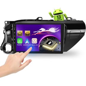Android 15 Radio【Qualcomm 8 Core 4+64G】 for Toyota Hilux 2015-2020, 10'' Touch Screen Car Stereo with Wireless Carplay Android Auto, GPS/6G WiFi/DSP/Bluetooth/SWC/Mic, Backup Cam