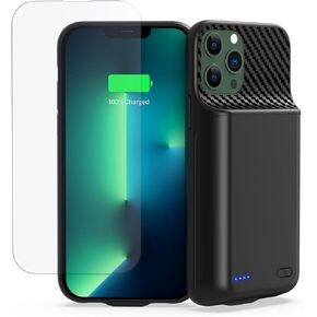 Battery Case for iPhone 13, 13 Pro, for iPhone 14 (6.1 inch) , 2025 Upgraded High Capacity 13800mAh Battery Pack Rechargeable Charger External Charging Case with Tempered Glass Screen Protector