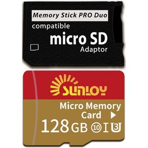محول عصا الذاكرة PSP مع بطاقة SD Micro 128GB ، Micro SD/SDHC/SDXC إلى Memory Stick Pro Duo Magicgate Card متوافقة مع PlayStation المحمولة ، الكاميرا ، هانديكام ، الهاتف الذكي ، PSP 1000/2000/3000 in Kuwait