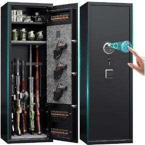 8 Gun Safe with 3 Pistol Pouches,No Assembly Required,Quick Access Biometric Large Gun Cabinet Lock,Tall Heavy-Duty Gun Safe for Home Rifle Pistols and Shotguns in Saudi Arabia
