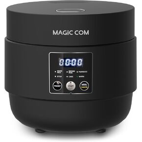 MAGiC COM Rice Cooker 4 Cup(Uncooked) 8 Cup(Cooked), Small Rice Cooker with Steamer, One Touch Healthy Cooking & Warmer, Slow Cooker with Nonstick Inner Pot, 24 Hour Delay Timer, Grain Cooker/Black