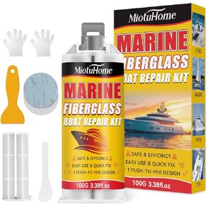 Marine Fiberglass Repair Kit for Boats, Gel Coat Repair Kit for Boats, Fiberglass Boat Repair Kit, Epoxy Filler for Boats, Boat Fiberglass Repair Kit Fix Holes, Chips, Pits, Cracks, Gelcoat Repair Kit