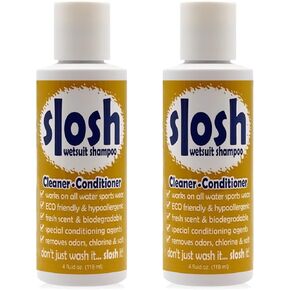 Jaws, Slosh Wetsuit & Swimsuit Cleaner Conditioner, All-in-One Cleaner Removes Salt, Chlorine, and Odors, 4oz. (Pack of 2)