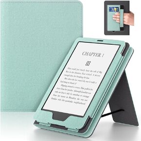 Lainergie Kindle Case for New 6" Kindle (11th Generation, 2024/2022 Release), Slim PU Leather Smart Shell Cover for Kindle Basic with Stand, Hand Strap, Auto-Wake/Sleep Not for Alcatel TCL, Jade