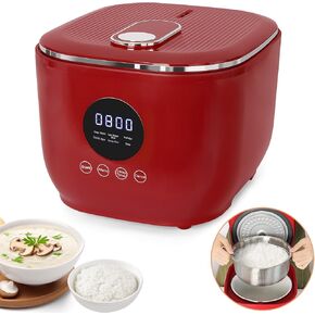 Small Low Carb Rice Cooker 3L - Electric Low Sugar Rice Cooker with Steamer Basket (White)