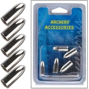 Armory Replicas Fiberglass Arrow Aluminum Round Point Tips 5pcs Set - Silver, Bullet-Shaped for Target Practice