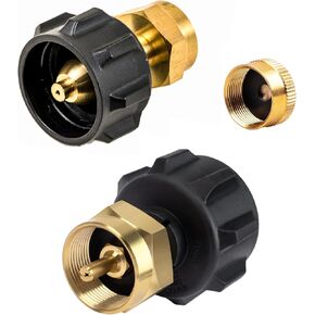 2-Pack Propane Refill Adapter for1 lb, Fill 1 Pound Bottles from 20lb Tank, Solid Brass LP Gas Tank Coupler, Corrosion Resistant & Fits QCC1 / Type1 Propane Tank (with Bottle Caps)