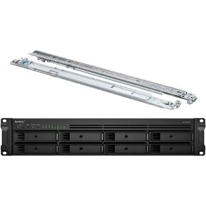 Synology RackStation RS1221RP+ NAS Server with Ryzen 2.2GHz CPU, 32GB Memory, 32TB SSD Storage, 4 x 1GbE LAN Ports, Redundant Power, DSM Operating System Bundle with Rail kit