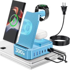 Wireless Charger for Samsung,300W 10 in 1 Wireless Charging Station, 65W USB C Fast Charging Stand for Samsung S25 Ultra/S24/S23/S22/Note 20,Galaxy Watch Ultra7/6/5,Galaxy Buds(Not for Apple Watch)