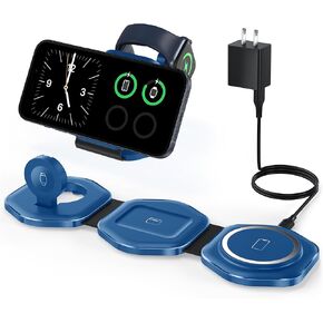3 في 1 محطة شحن لاسلكية لأجهزة Apple متعددة ، شاحن السفر السريع المغناطيسي القابل للطي ، متوافق مع Magsafe iPhone 16 15 14 12 Apple Watch & Airpod ، هدية للنساء