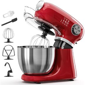 Kismile Stand Mixer, 5.5-Quart Electric Mixer with 12 Speeds, Tilt-Head Design & Stainless Steel Bowl – Includes Dough Hook, Whisk, Beater – Powerful Baking Mixer for Cakes, Bread, Dough (Black)