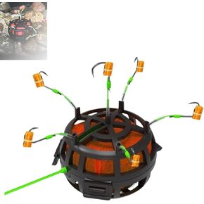 Reverse Bottom Bait Cage Fishing Hook, 360° Rotating Bait Cage with 6-Hook Carp Feeder Rig, for Beginners Amateurs and Professionals Outdoor