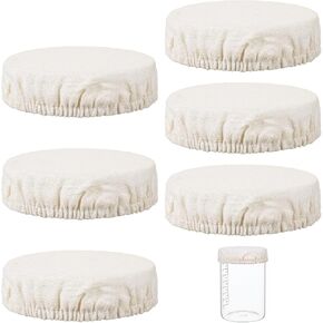 6Pcs Cloth Jar Covers Linen Cover Sourdough Starter Jar Shower Cap Bread Proofing Covers for 2.5-5inch Jars Mouth, Dough Bowl Cover for Rising Caps Reusable