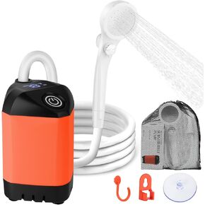 B013 Portable Camping Shower - Outdoor Camp Shower Pump with Showerhead, Low Noise, 7800mAh Rechargeable Shower Camping with Temperature & Battery Display for Camping,Beach,Hiking,Car Washing,Pet Bath