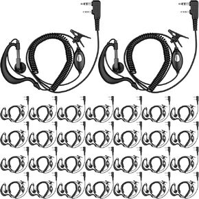 Kingdder 30 Pack Walkie Talkie Earpiece with Mic 2 Pin Extendable Wire Two Way Radio Headset Microphone Earbud Bulk Earhook Compatible with Baofeng UV-5R BF-888S Arcshell Retevis H-777 RT21 RT22