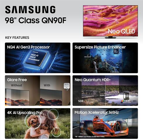 Samsung 75-Inch Class Neo QLED 4K QN90F Series, Vision AI, Mini LED Smart TV (2025 Model, 75QN90F) Neo Quantum HDR+, Object Tracking Sound+ w/Dolby Atmos, Glare Free, Gaming Hub, Alexa Built-in in Saudi Arabia