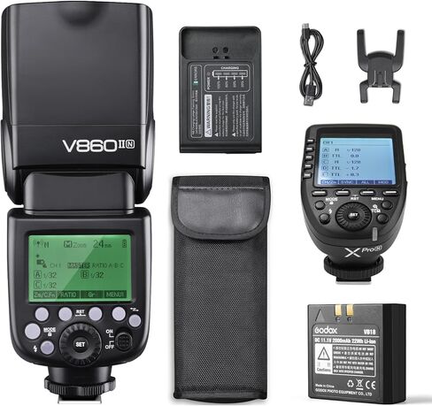 Godox V860II-C E-TTL II 2.4G مزامنة عالية السرعة 1/8000s GN60 بطارية ليثيوم أيون كاميرا فلاش Speedlite متوافق مع كاميرات Canon وجهاز إرسال فلاش لاسلكي Godox XPro-C in Saudi Arabia