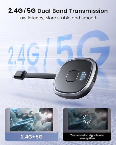 Wireless HDMI Display Adapter Plug & Play, avedio links 2.4G & 5G Wireless HDMI Dongle Screen Mirroring Adapter Compatible with iOS/Andoid for TV, Monitor, Projector (Black) in Kuwait