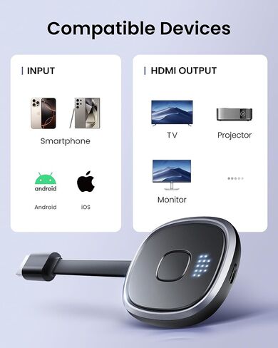 Wireless HDMI Display Adapter Plug & Play, avedio links 2.4G & 5G Wireless HDMI Dongle Screen Mirroring Adapter Compatible with iOS/Andoid for TV, Monitor, Projector (Black) in Kuwait