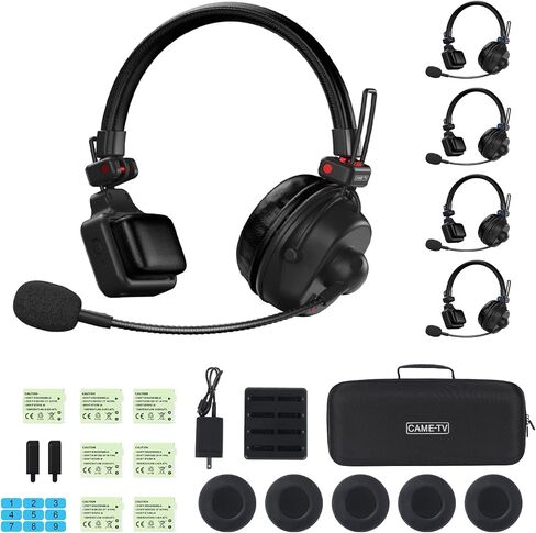 Came-TV Waero-PRO 1.9GHz Wireless Intercom Headset System Noise Cancellation A/B Group 1700ft(518m) Zero Latency Team Communication Headsets for Church Boating TV Film Production Drone (5 Kit) in Saudi Arabia