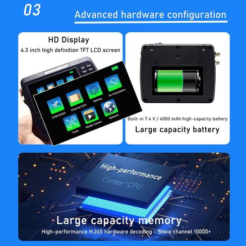 Satellite Finder,V10 Finder Max HD Satellite TV Signal Finder DVB-S/S2/S2X Digital Handheld Signal Meter Satellite Finder H.265 4.3Inch LCD for Adjusting Sat Dish in Saudi Arabia
