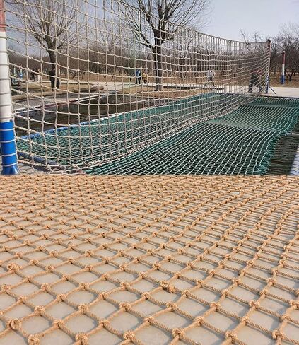 Child Safety Net and Anti-Fall Climbing Rope,Natural Jute Balcony Stair Protection,Durable Hemp Garden Fence Net for Kids Outdoor Play,Retro Decorative Mesh in Kuwait