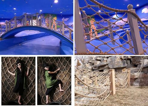 Child Safety Net and Anti-Fall Climbing Rope,Natural Jute Balcony Stair Protection,Durable Hemp Garden Fence Net for Kids Outdoor Play,Retro Decorative Mesh in Kuwait