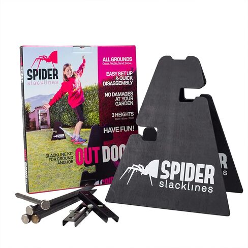 | Outdoor Beginner's Kit - Two Frames with 3 Height Adjustments 12-20 - 27.5 in, No Need to Attach to Trees - Slackline Not Included in Saudi Arabia