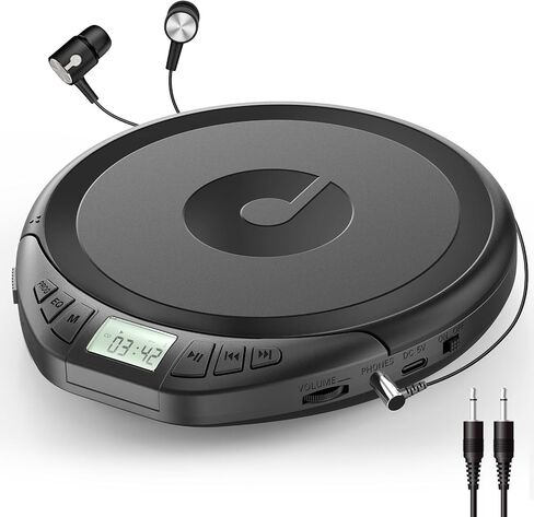 Gueray Portable CD Player مع سماعات الأذن ، Discman CD للسيارة Home مع حماية مضادة للانتعاش الصدمات ، مشغل موسيقى Discman الشخصي مع شاشة LCD دعم وظيفة بروغ وظيفة in Kuwait