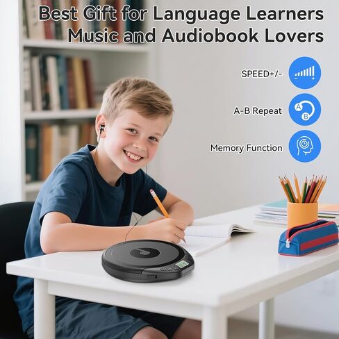 Gueray Portable CD Player مع سماعات الأذن ، Discman CD للسيارة Home مع حماية مضادة للانتعاش الصدمات ، مشغل موسيقى Discman الشخصي مع شاشة LCD دعم وظيفة بروغ وظيفة in Kuwait
